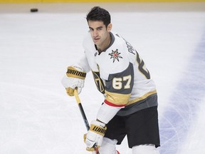 Vegas Golden Knights' Max Pacioretty warms up prior to a game against the Canadiens, in Montreal on Nov. 10, 2018.