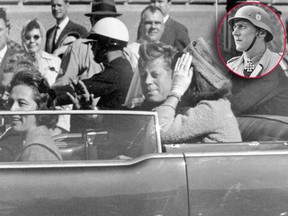 In this Nov. 22, 1963, file photo, U.S. President John F. Kennedy waves from his car in a motorcade in Dallas. Riding with Kennedy are First Lady Jacqueline Kennedy, right, Nellie Connally, second from left, and her husband, Texas Gov. John Connally, far left.