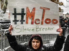 A #MeToo rally outside of Trump International Hotel on Dec. 9, 2017 in New York City.