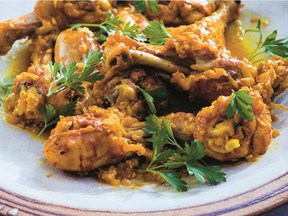 Morgh ba Zardchoobeh or as Naz Deravian refers to it, “everyday turmeric chicken,” uses “the workhorse of our spice cabinet.”