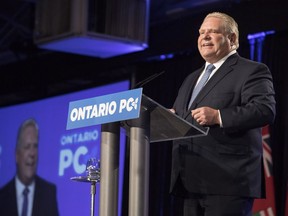 Ontario Premier Doug Ford addresses the Ontario PC Convention in Toronto, on Friday November 16 , 2018.