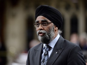 Defence Minister Harjit Sajjan responds during question period in the House of Commons.