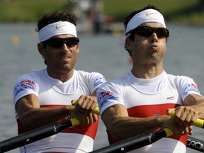 From left, Canada's Douglas Vandor and Cameron Sylvester row during the Lightweight Men's Double Sculls semifinal race during the Rowing World Championships in Poznan, western Poland on August 28, 2009. Two-time Olympic rower Douglas Vandor will be Canada's chef de mission at this summer's Pan American Games in Lima, Peru. The 44-year-old native of Dewittville, Que., rowed in men's lightweight double sculls at the Beijing Games in 2008 and in London in 2012. He was an alternate for the lightweight four boat at the 2004 Athens Olympics.