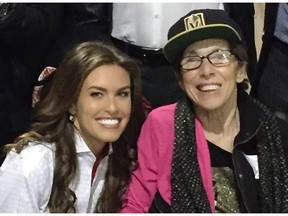 Alyson Lozoff, a Montreal native who works as a rinkside reporter for the Vegas Golden Knights, with her mother, Carolyn Martin.