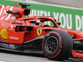 Ferrari driver Sebastian Vettel, of Germany, steers his car during the first free practice at the Interlagos race track in Sao Paulo, Brazil, Friday, Nov. 9, 2018.