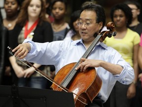 Yo-Yo Ma is a great one for facial expression, fortunately for those who will enjoy his Montreal performance on a screen at St. James United Church.