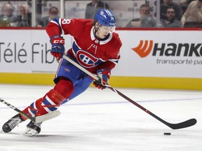 Nikita Scherbak is seen during third period of game against the Pittsburgh Penguins at the Bell Centre in Montreal on March 15, 2018.