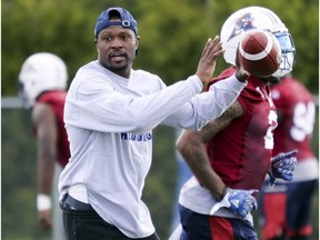 Former Montreal Alouettes defensive-back Billy Parker in his first training camp as a defensive assistant coach at Bishop's University in Lennoxville on May 29, 2017.