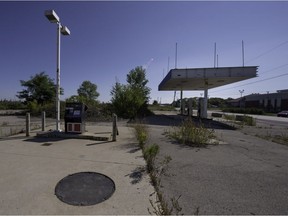 An abandoned gas station at 2146 Cite des Jeunes Blvd. in Vaudreuil-Dorion, seen in 2016. It sits on land that is planned for development into a hospital for the region.