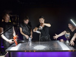 Paul Van Dyck, left, Robert Leveroos, Alexandra Petrachuk and Alison Darcy served up a delicious feast of object theatre in Scapegoat Carnivale's Sapientia.