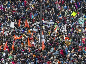 Thousands of people took part in a march for the planet at Place des Festivals in Montreal on Sat., Nov. 10, 2018.
