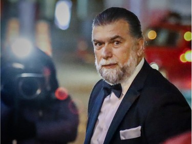 Salvatore Cazzetta arrives at the wedding of Hells Angel member Martin Robert to Annie Arbic in Montreal on Saturday, Dec. 1, 2018.