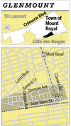 Glenmount is a de facto CÃ´te-des-Neiges borough enclave of the Town of Mount Royal, cut off from the rest of the Montreal borough by a railway.