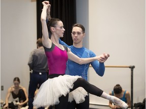 IsaBelle Paquette and Luca Carano rehearse the Nutcracker on Monday.