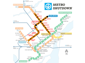 Métro shutdown affecting Blue and Orange lines.