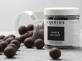 Three flavours collide to create a limited edition Danish taste sensation. Johan Bulow's Lakrid Dark Chocolate and Sea Salt Covered Liquorice, $18. LakridsByBulow.com