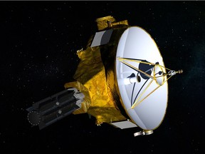 NASA illustration shows the New Horizons spacecraft. NASA launched the probe in 2006; it’s about the size of a baby grand piano.