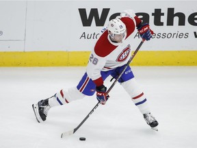 Canadiens defenceman Jeff Petry shoots against the Chicago Blackhawks on Sunday, Dec. 9, 2018, in Chicago.
