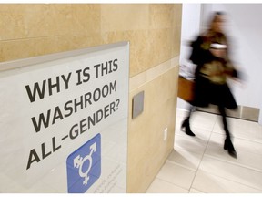 An All Gender Washroom at Yorkdale Mall in Toronto on Tuesday December 11, 2018.