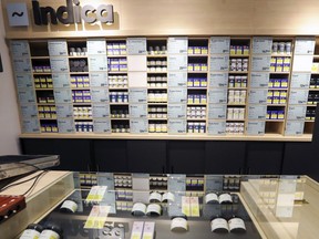 Cannabis products for sale at the Société québécoise du cannabis store on St-Hubert St. in Montreal Tuesday, Oct. 16, 2018.