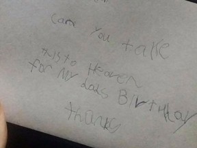 A Scottish boy's letter to his dad in heaven
