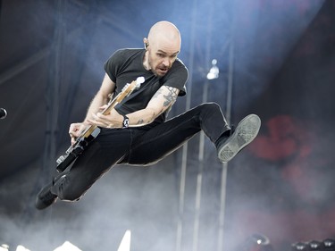 I generally do not like shooting concerts. Photographers are often micro-managed by the PR teams working for the bands, and photo opportunities can be limited. AFI was high energy on stage — when I saw Hunter Burgan climb on a speaker, I didn't take my eyes off him. When he leaped off, I knew I had at least one good one.