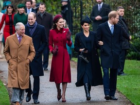Queen Elizabeth, accompanied by members of the Royal Family, attends the Christmas Day service at St. Mary Magdalene Church at Sandringham  Featuring: Meghan Duchess of Sussex, Meghan Markle, Catherine Duchess of Cambridge, Catherine Middleton, Kate Middleton, William Duke of Cambridge, Prince William, Harry Duke of Sussex, Prince Harry, Prince Charles, Charles Prince of Wales Where: Sandringham, United Kingdom When: 25 Dec 2018 Credit: John Rainford/WENN ORG XMIT: wenn35811950