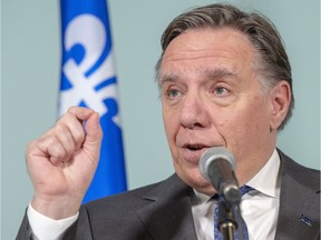 Quebec Premier François Legault speaks to the media at news conference Thursday, Jan. 10, 2019 in Montreal.