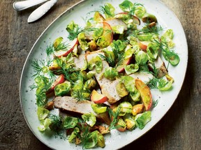 Trine Hahnemann's Danish variation on pork chops includes brussels sprouts and apples.