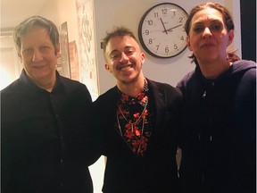 Robert Lepage, Lucas Charlie Rose and Betty Bonifassi, backstage Wednesday after the premiere of the reworked production of SLAV. Rose said Bonifassi appeared to take his criticism well, and quoted her as saying, "I can't wait to see you on the set of Tout le monde en parle."