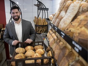 Kansas City Chiefs offensive-lineman Laurent Duvernay-Tardif visits his parents' bakery, Boulangerie Le Pain dans les Voiles, in Montreal on Tuesday, Jan. 29, 2019.