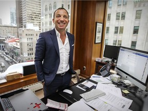 Montreal businessman Mitch Garber poses for photo in his office overlooking St. Catherine St. on Feb. 24, 2015 after becoming the newest business magnet on the French version of the Dragons’ Den TV show in Quebec.