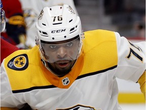 Nashville Predators defenceman P.K. Subban during HNL action in Montreal on Feb. 10, 2018.