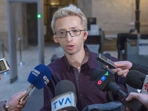 Jeremy Gabriel speaks to the media at the Quebec Appeal Court Wednesday, January 16, 2019 in Montreal.