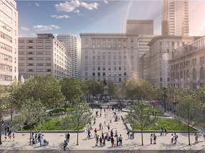 Artist's representation of the redesign of Phillips Square in downtown Montreal.