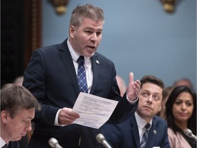 Parti Quebecois interim Leader Pascal Berube questions the government during question period Tuesday, December 4, 2018 at the legislature in Quebec City.