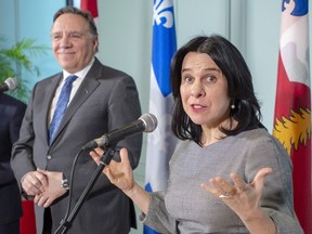 Valérie Plante and François Legault at a news conference in January. On Tuesday, the mayor said she's "not worried at all" about the state of her relationship with the premier.