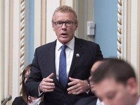 Quebec Labour, Employment and Social Solidarity Minister Jean Boulet responds to the Opposition during question period Dec. 4, 2018.