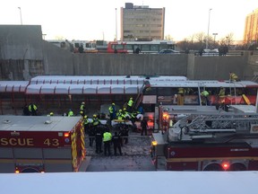 Bus crash at Westboro Station in Ottawa on Friday, Jan. 11, 2018.