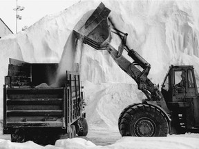 This photo by Gordon Beck shows salt destined for Montreal streets being loaded onto a truck after having arrived at the harbour. It ran in the Montreal Gazette on Jan. 5, 1996.