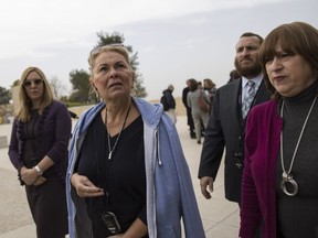 In this Sunday, Jan. 27, 2019 photo, U.S. actress Roseanne Barr visits the Yad Vashem Holocaust memorial in Jerusalem.