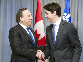 Quebec Premier Francois Legault and Prime Minister Justin Trudeau