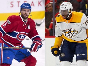 Shea Weber of the Montreal Canadiens and P.K. Subban of the Nashville Predators.
