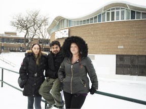 Riverdale graduates Kim McQuire, Jason Comm, and Amanda Lovelace (right) launched an online petition to keep the Pierrefonds school open for English students.