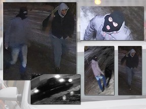 Montreal police are looking for suspects in two arsons and a theft Jan. 5, 2019.