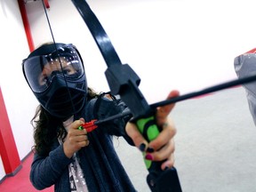 DodgeBow isn't dangerous, but it's more fun for children who are 8 and up, who can more easily strategize.