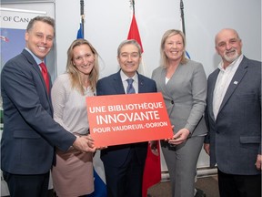 Local elected officials, including Mayor Guy Pilon (far right), announced plans to build a new $7.3 million library in Vaudreuil-Dorion.