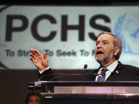 Former NDP leader Thomas Mulcair addresses students at a Model United Nations forum at Pierrefonds Comprehensive High School last Wednesday.