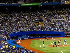Toronto Blue Jays play the St. Louis Cardinals during MLB pre-season game in Montreal on March 26.