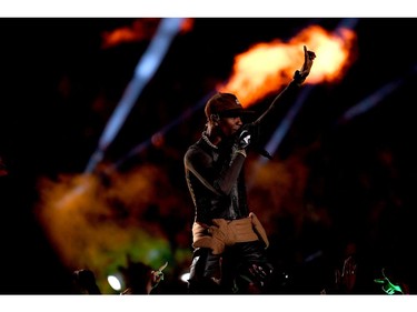 Travis Scott performs during the Pepsi Super Bowl LIII Halftime Show at Mercedes-Benz Stadium on Sunday, Feb. 3, 2019, in Atlanta.